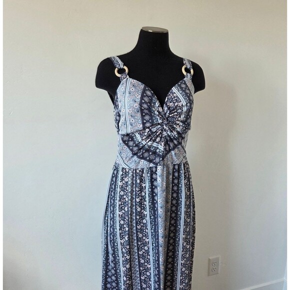 Derek Heart Dresses & Skirts - Derek Heart Paisley Floral Maxi Dress Twist Front Y2K 90s Beach Vacation Large